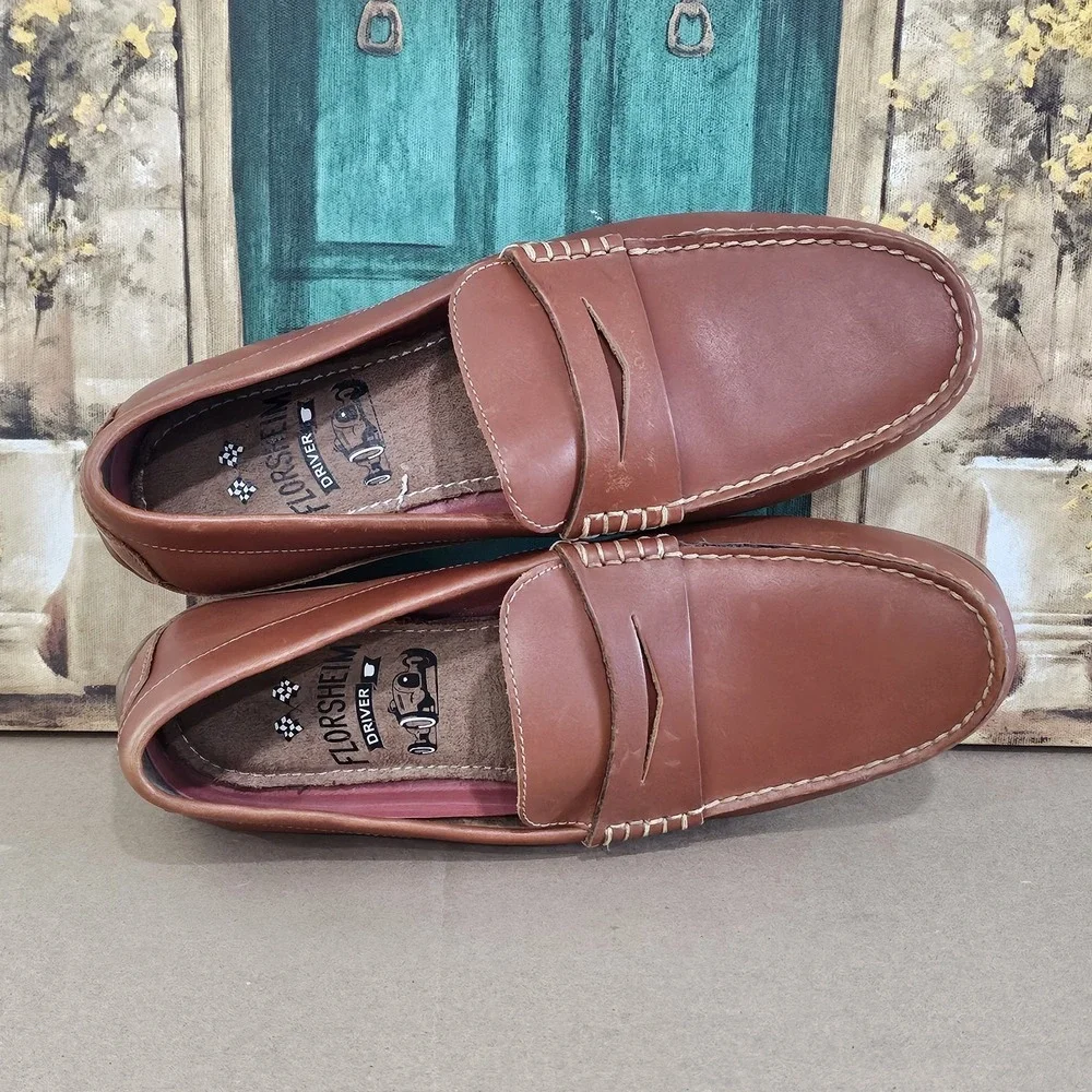 Florsheim Throttle Penny Loafer Cognac Brown Men  Size 9 M  11845 225